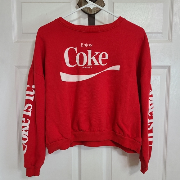 Coca-Cola Woman's Long Sleeve Crewneck Sweatshirt, Size: Medium Color: Red - Picture 6 of 16